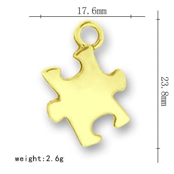 Gold autism puzzle piece jewelry charm - The House of Awareness