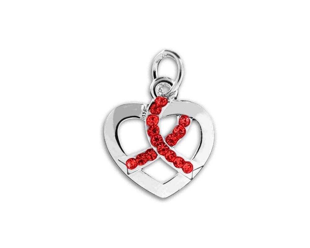 Crystal Red Ribbon Heart Charm for Causes - The House of Awareness