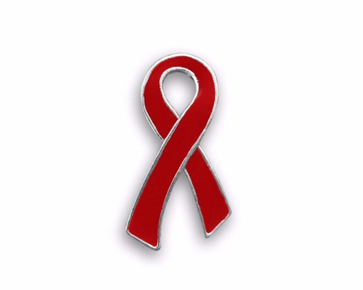 Red Ribbon Pin - Large Flat for Heart Disease - The House of Awareness