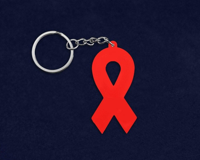 Red Ribbon Silicone Key Chain for Heart Disease - The House of Awareness