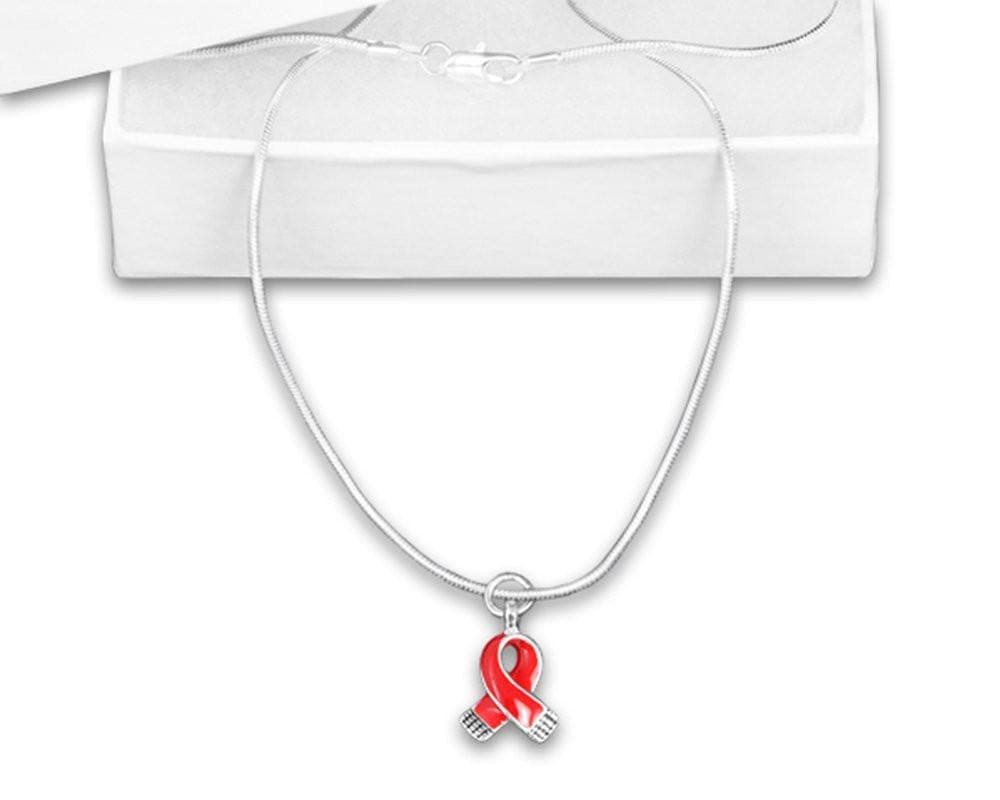 Red Ribbon Necklace - Silver Trim for Causes - The House of Awareness