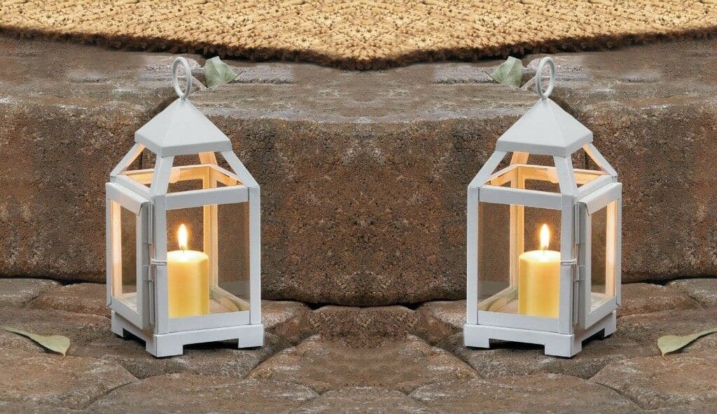 Set of 2 White Mini Contemporary Lanterns - The House of Awareness