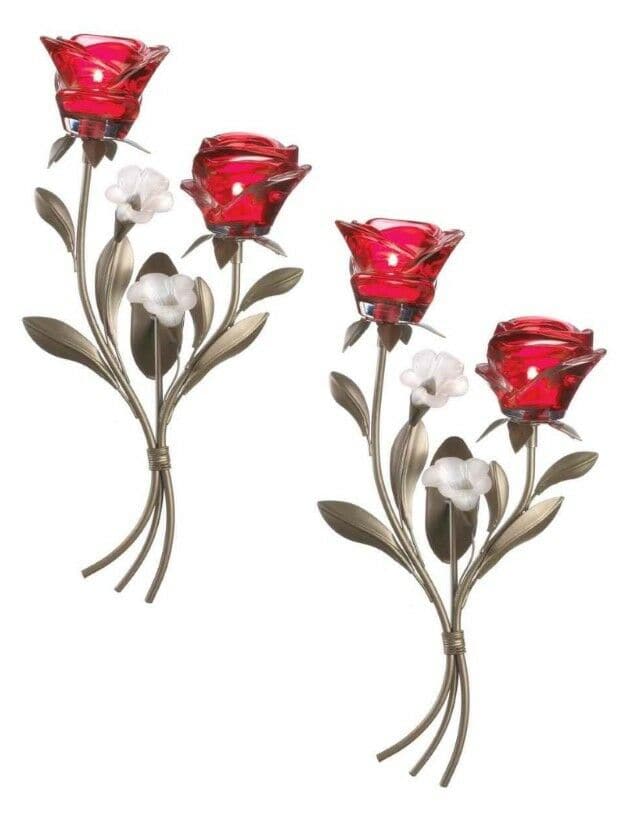 Set of 2 Romantic Roses Wall Sconces - The House of Awareness