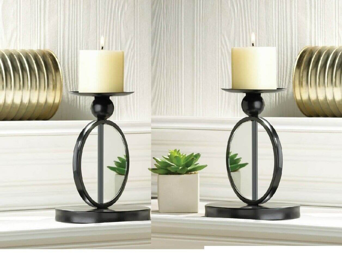 Set of 2 Single Mirrored Candleholders - The House of Awareness