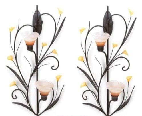 2 Amber Lilies Candle Wall Sconces - The House of Awareness