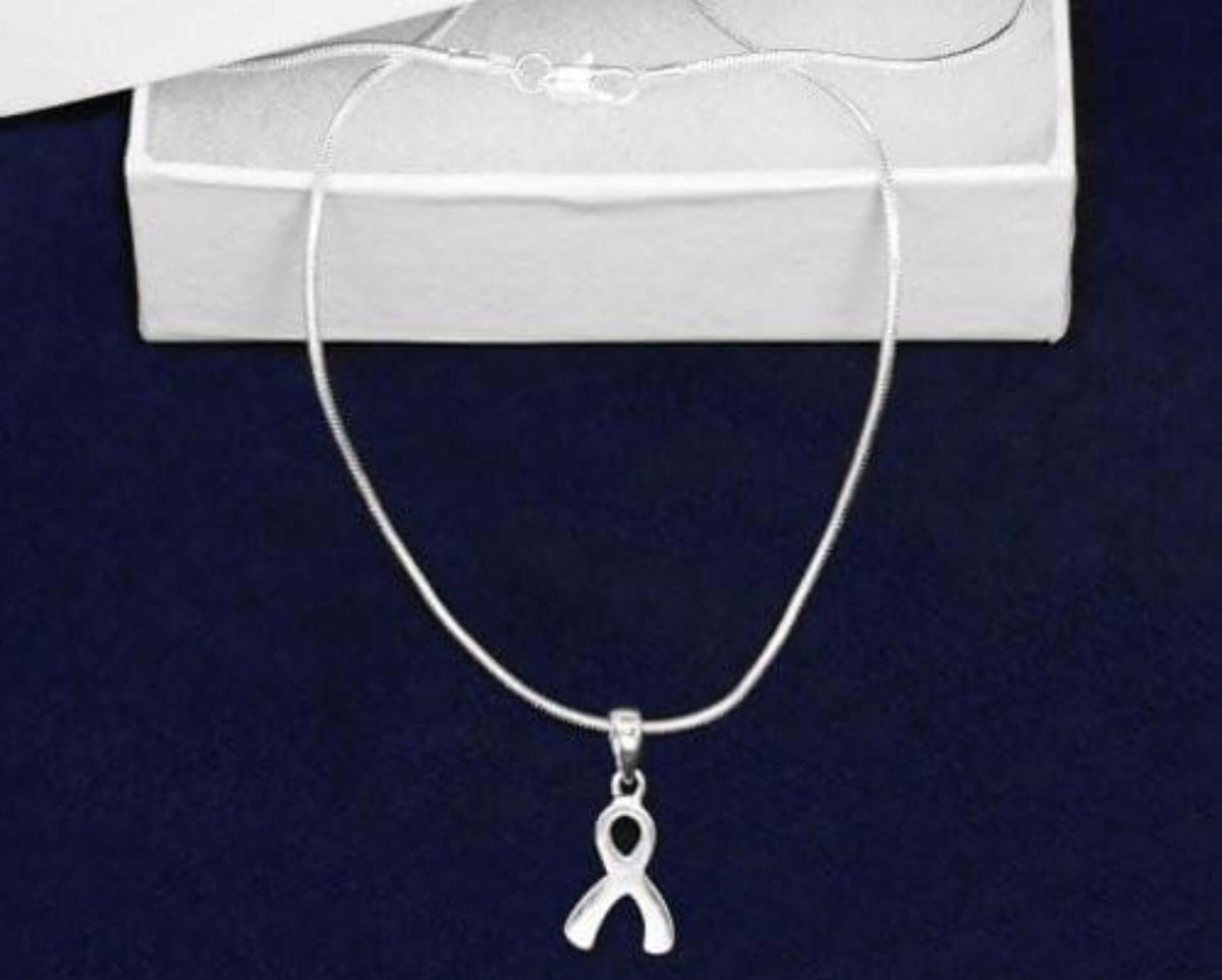 Silver Ribbon 16" Necklace for all Awareness Causes - The House of Awareness