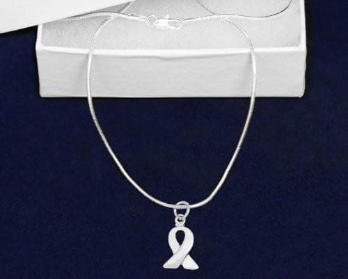 Silver Ribbon Necklace - Silver Trim for Awareness Causes - The House of Awareness