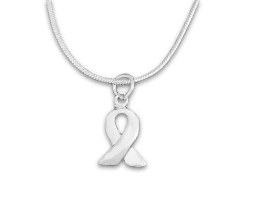 Silver Ribbon Necklace - Silver Trim for Awareness Causes - The House of Awareness
