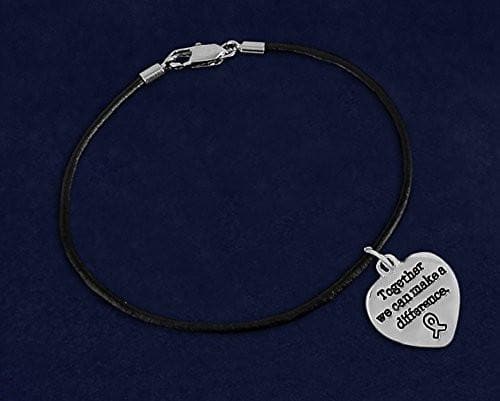 Together We Can Make A Difference Charm on Black Cord Bracelet for Causes - The House of Awareness